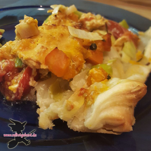 1 Ernte-Quiche mit Tomaten und Kürbis